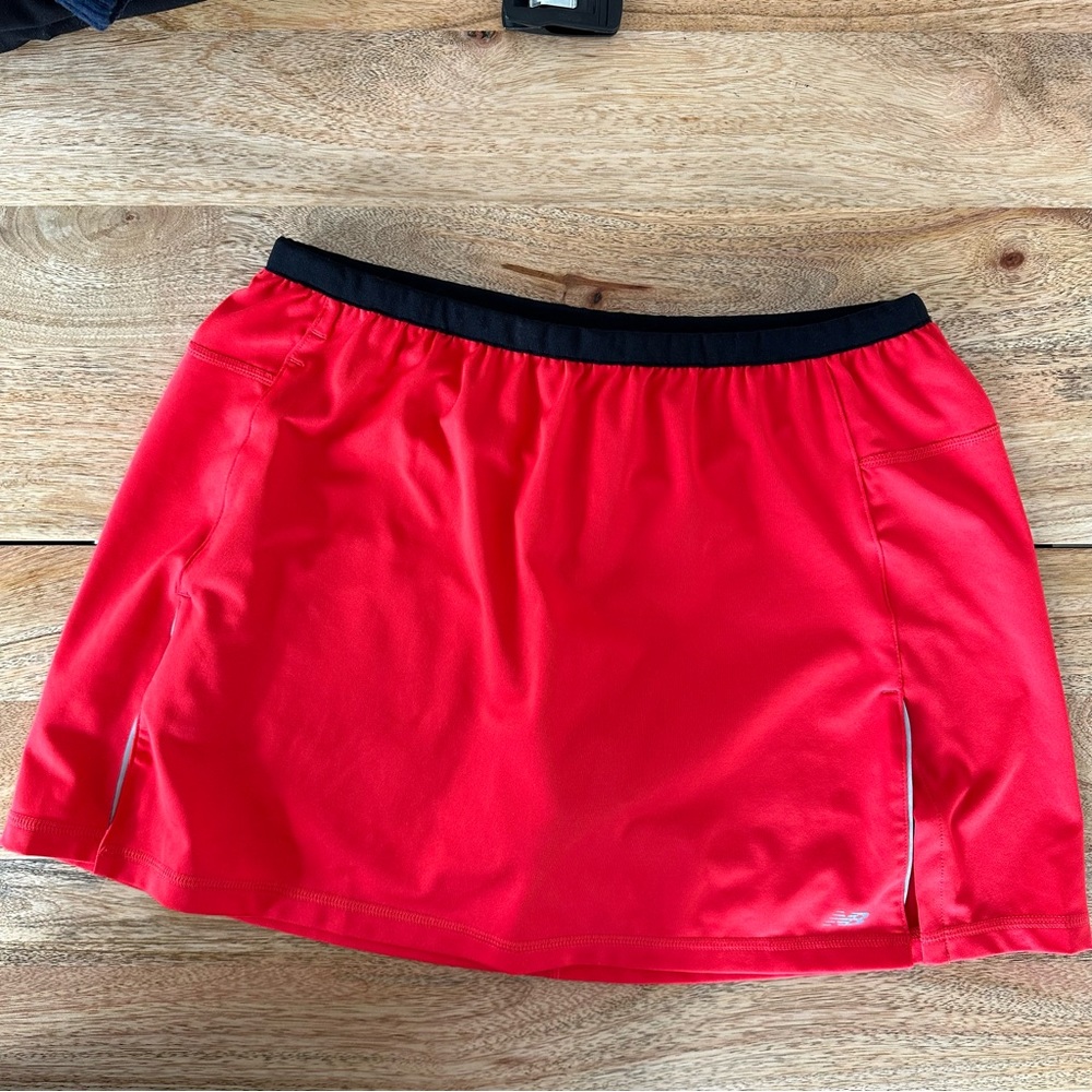 Medium New Balance Red/Orange Golf/Tennis Skort with Built-in Shorts & Pocket